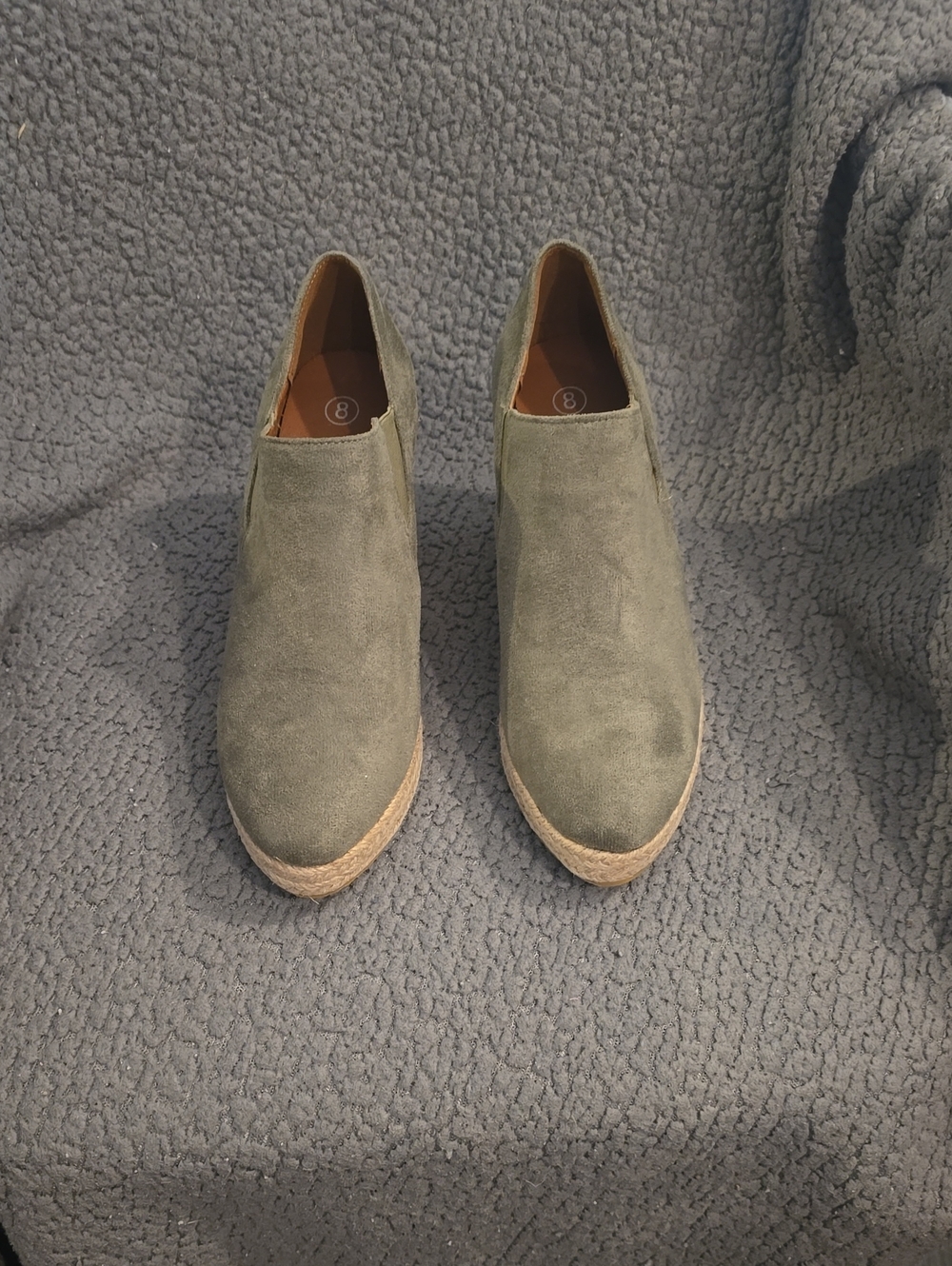 Suede Olive Wedge Espadrille Slip-On